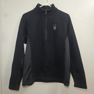 Spyder Textured Black Mens SZ Medium Sweater 1/4 Zip